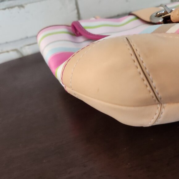 Coach Hampton Pastel Striped Shoulder Bag Satchel Purse - Picture 13 of 17